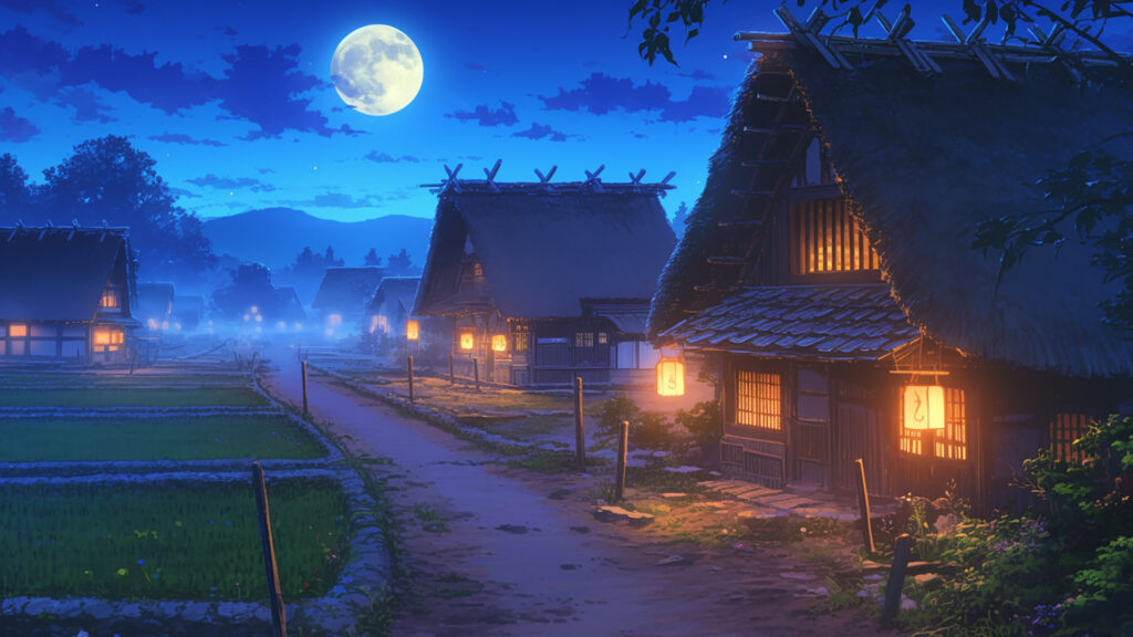 江戸時代風の村｜昼･夕方･夜
