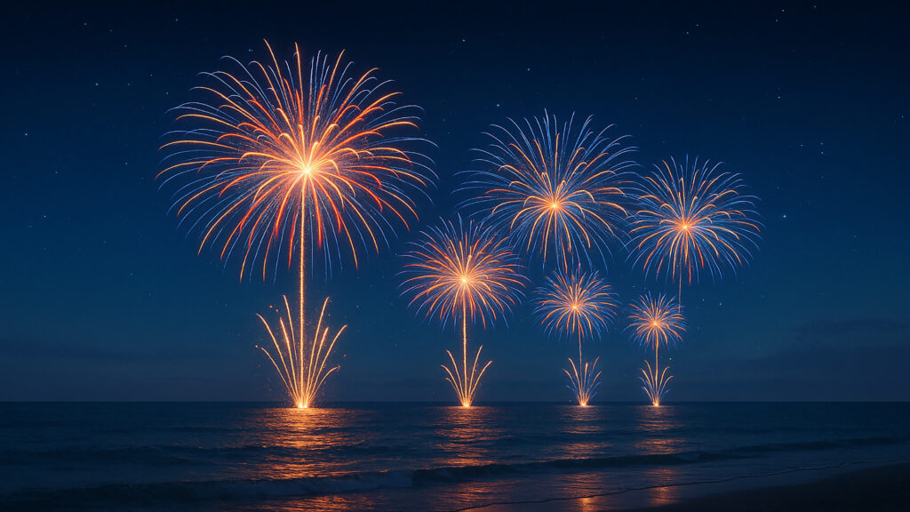 海と花火