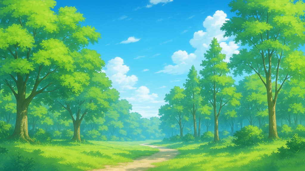夏の森と青い空