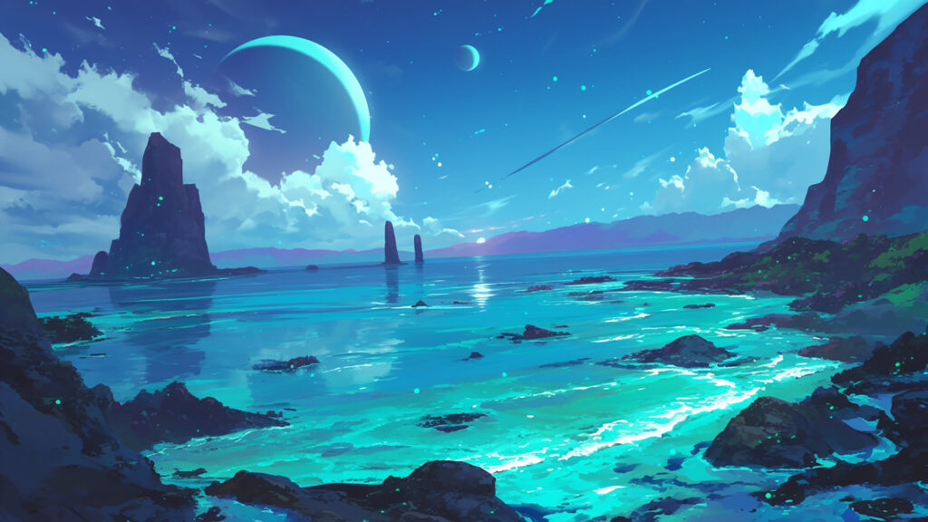 未知なる惑星の幻想的な海