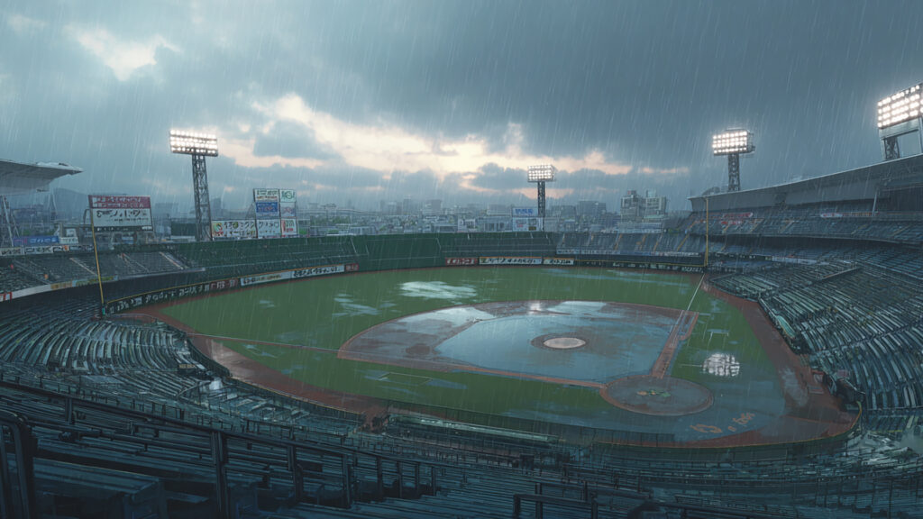 野球場｜昼・夜・雨