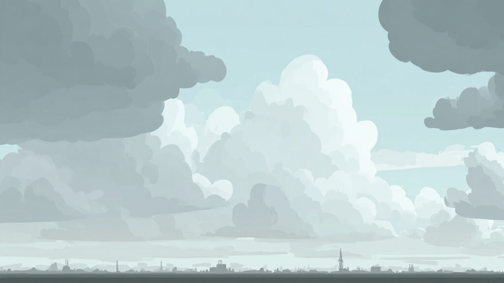 くもり空の昼｜北欧絵本風の優しい空背景