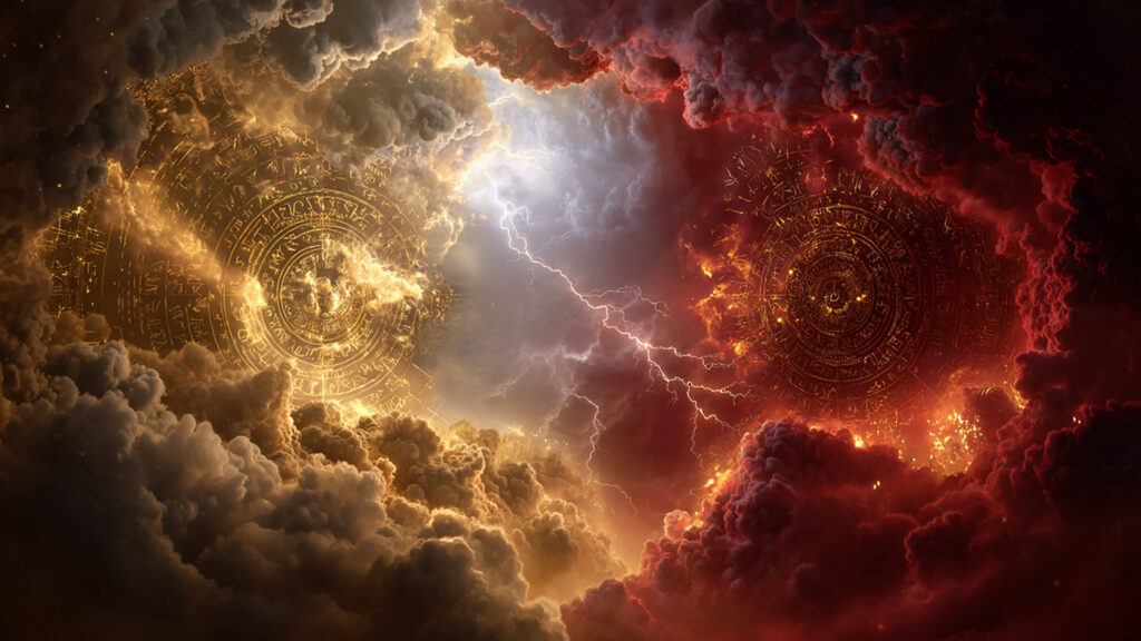 空を分断する天界と魔界の境界線