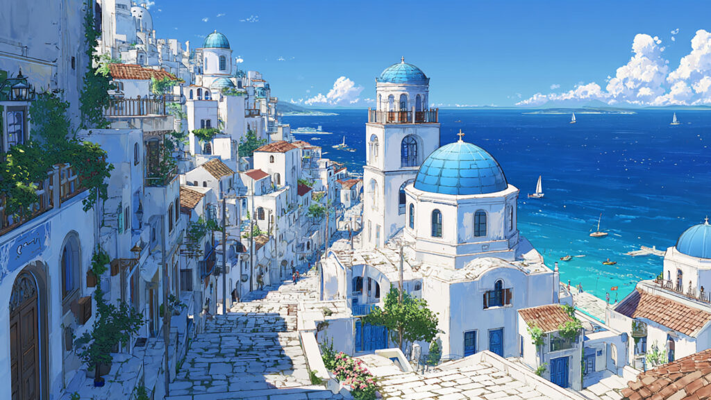 ギリシャの白い港町