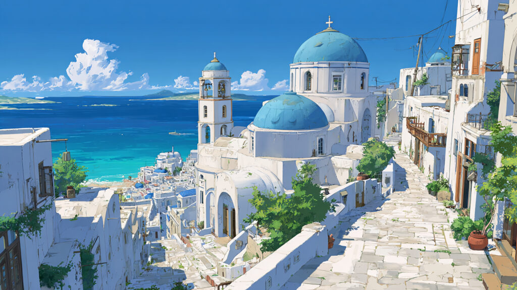ギリシャの白い港町