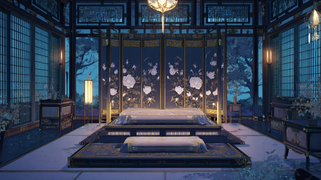 遊郭風の豪華な部屋
