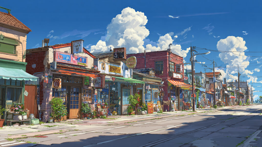 暑い地域の商店街