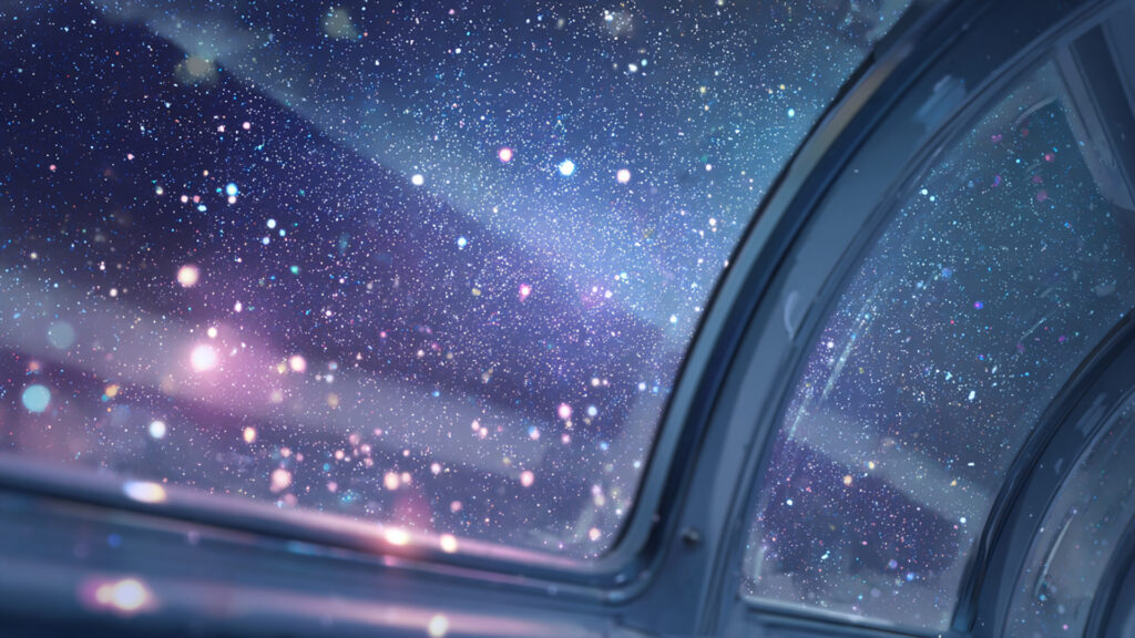 宇宙船の窓から見る宇宙