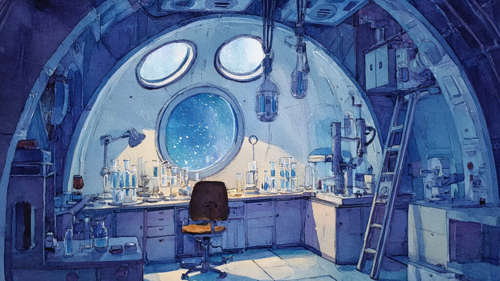 宇宙船内の研究室