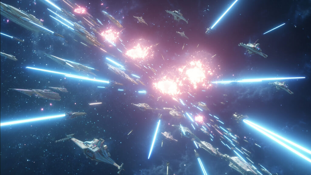 宇宙船の上空戦（バトルシーン）
