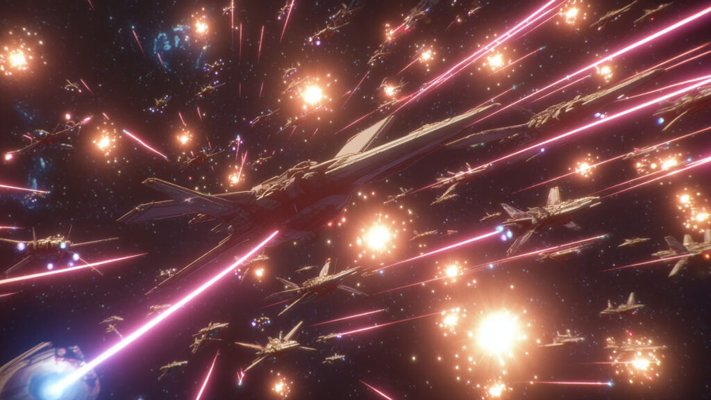 宇宙船の上空戦（バトルシーン）