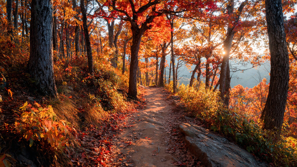 紅葉の山道