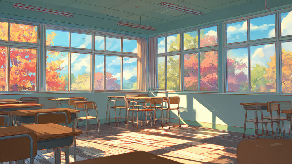 教室の夕暮れ