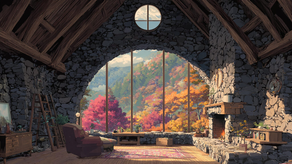 山荘の暖炉