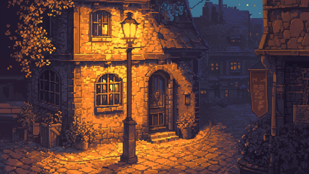 夜の街角｜ドット絵風
