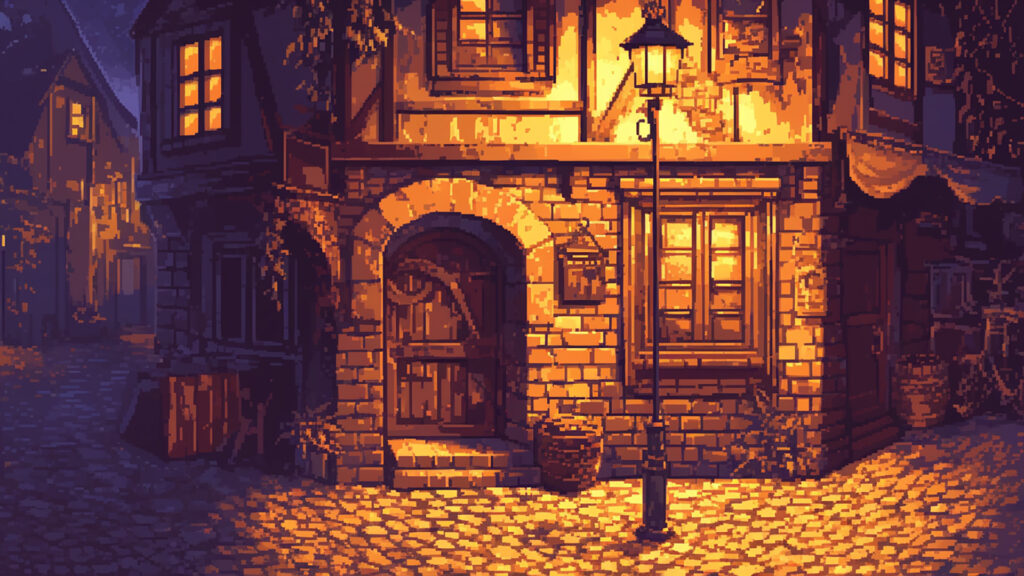 夜の街角｜ドット絵風