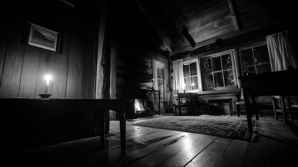蝋燭だけの山小屋の夜