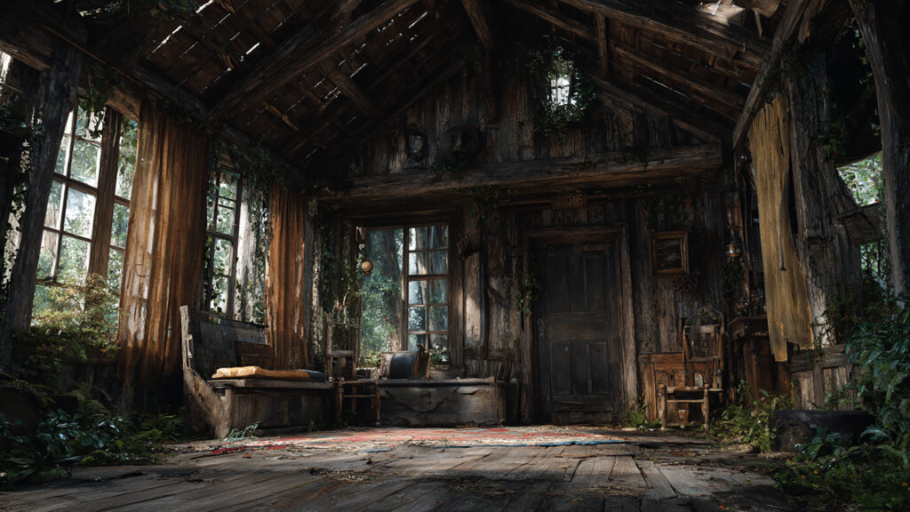 廃れた山小屋