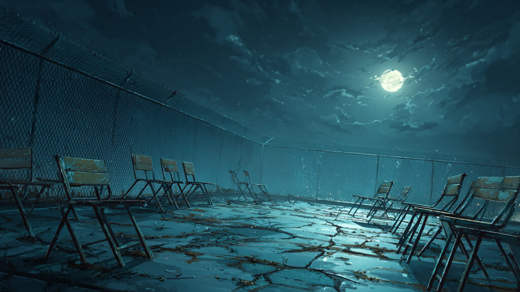 廃校の夜の屋上