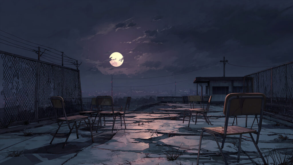 廃校の夜の屋上