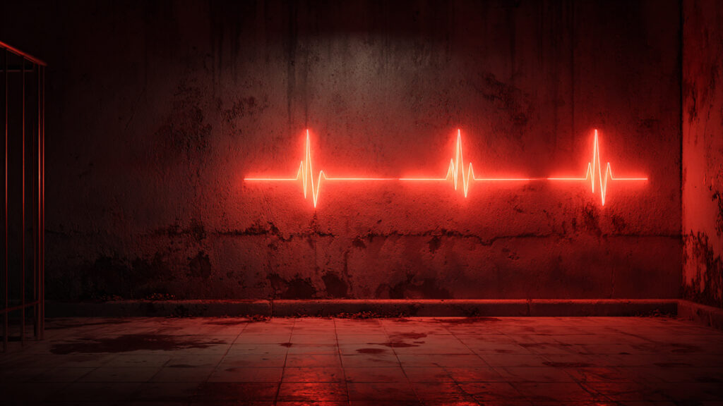 血に染まる心電図背景