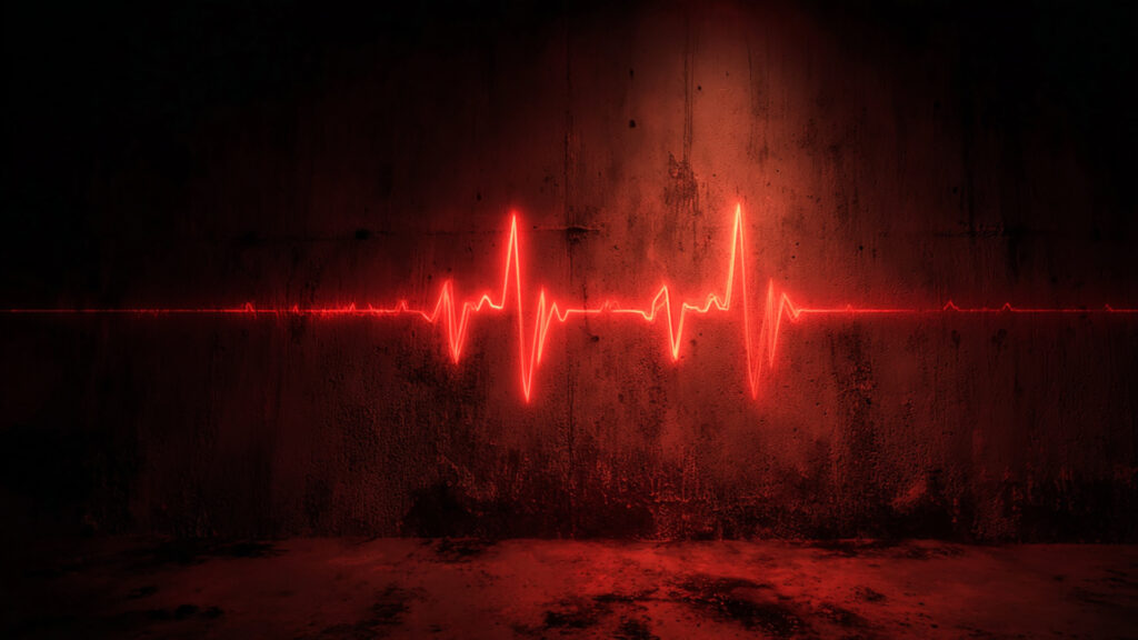 血に染まる心電図の背景イラストのフリー素材