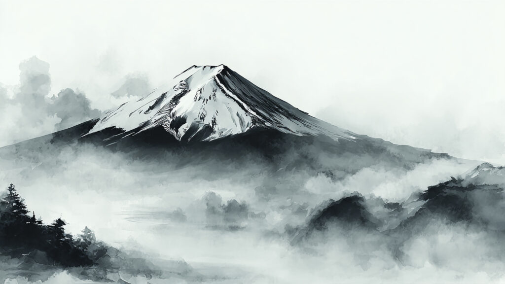 富士山水墨背景