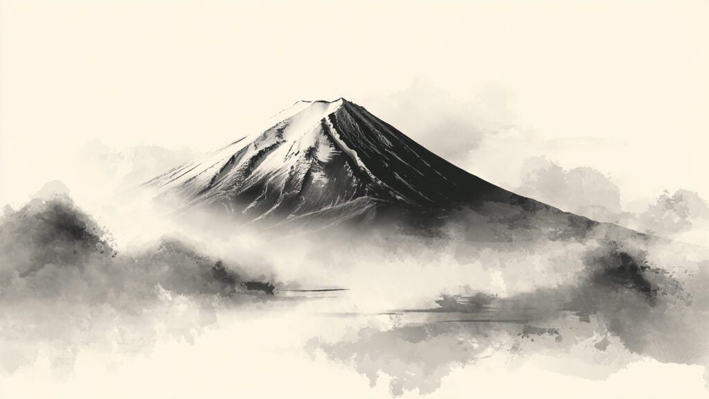 富士山水墨背景