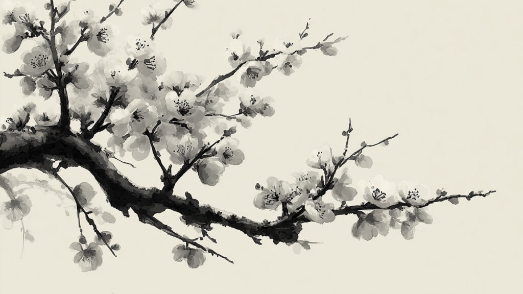梅の花水墨背景