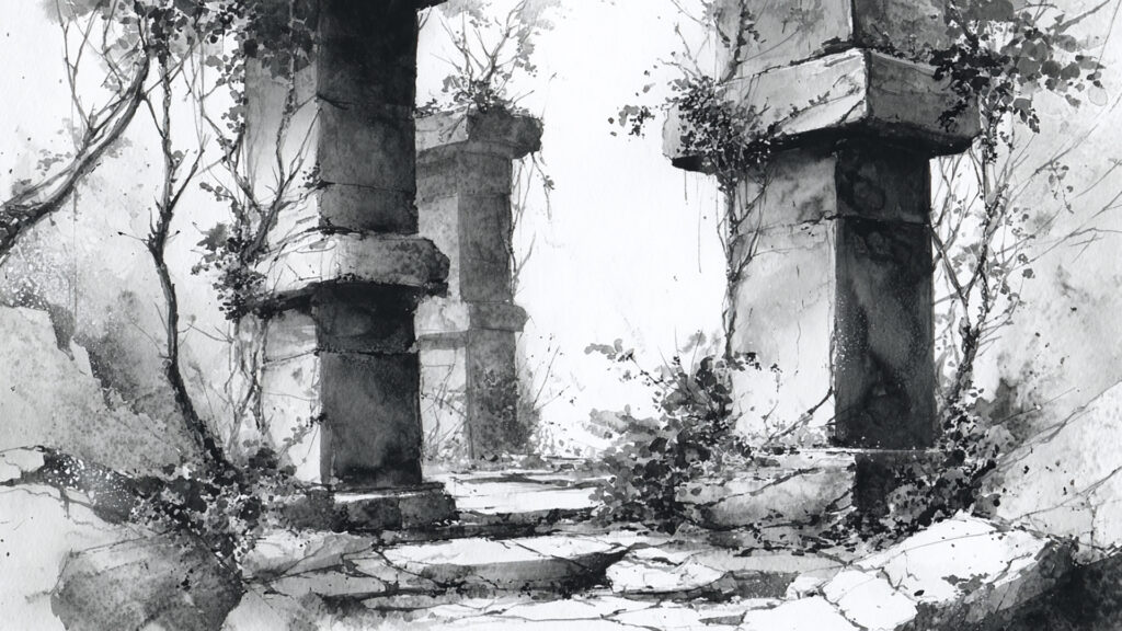 古代遺跡水墨背景