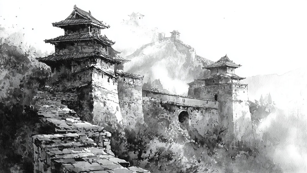 古城水墨背景
