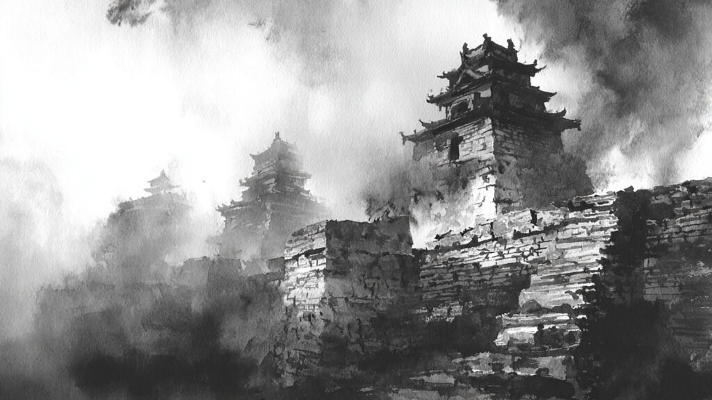 古城水墨背景
