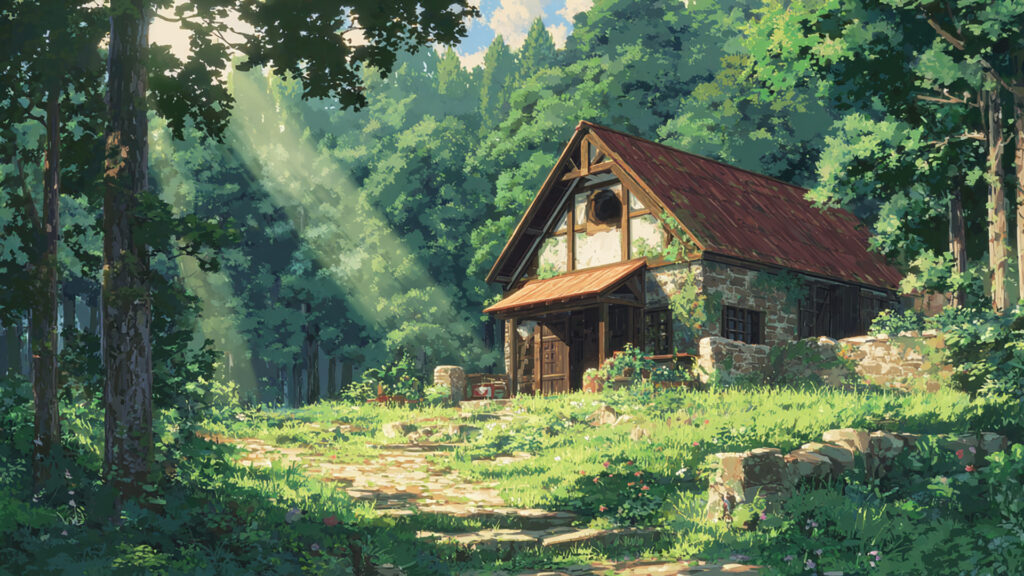 森に囲まれた小屋