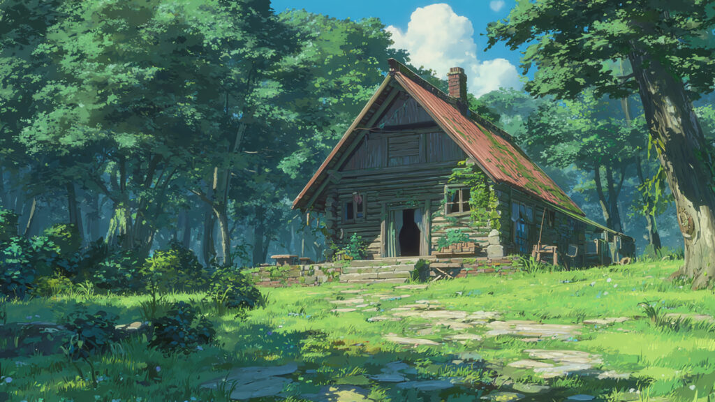 森に囲まれた小屋