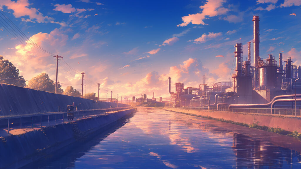 工業地帯を流れる川