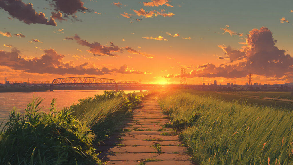 青春感じる川沿い
