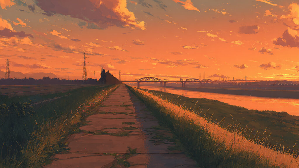青春感じる川沿い