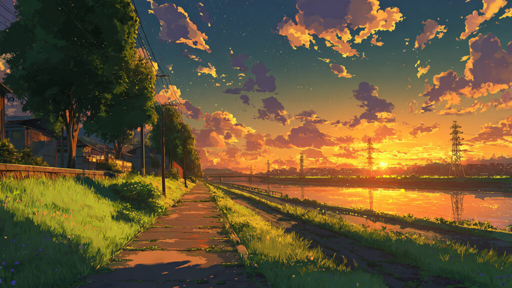 青春感じる川沿い