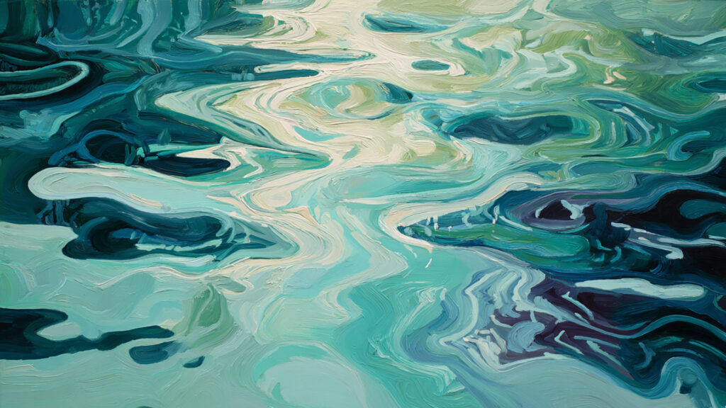 油絵風｜抽象的な水の流れ