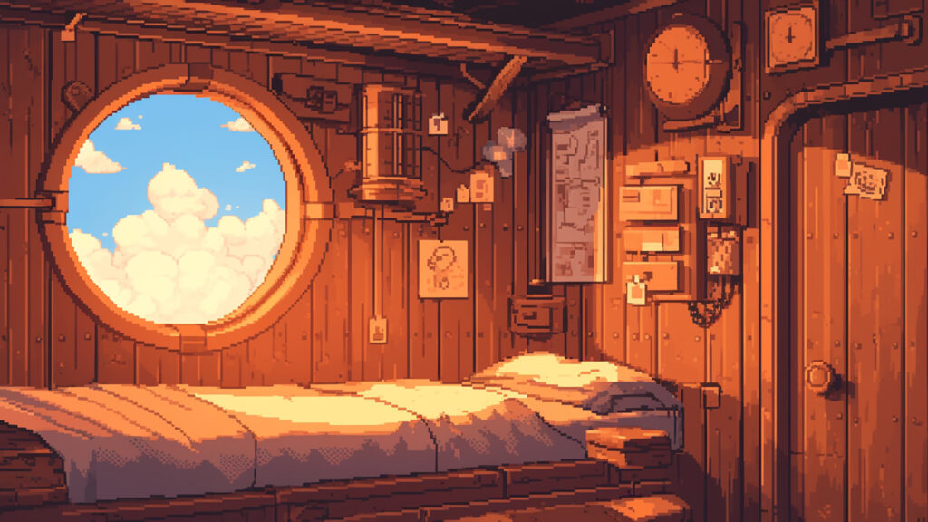 飛行船の寝室｜ドット絵風