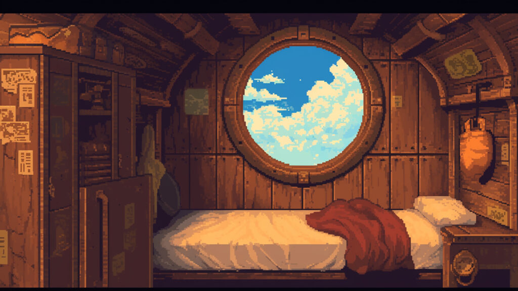 飛行船の寝室｜ドット絵風