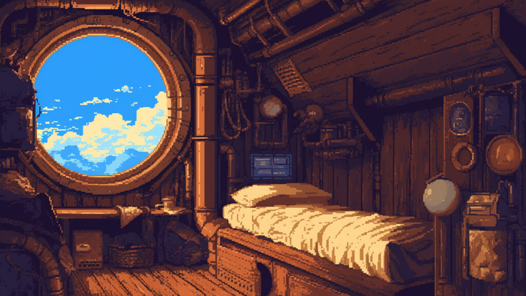 飛行船の寝室｜ドット絵風