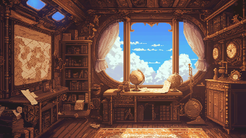 飛行船の船長室｜ドット絵風