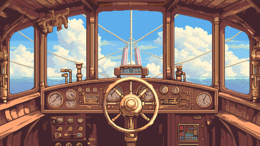 飛行船の操舵室｜ドット絵風