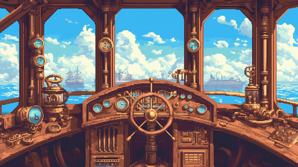 飛行船の操舵室｜ドット絵風