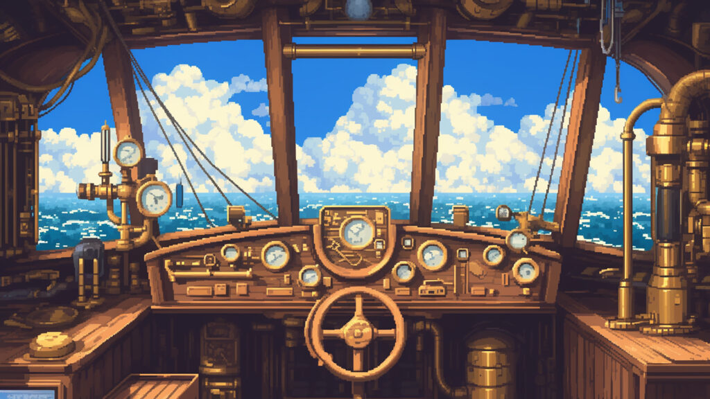 飛行船の操舵室｜ドット絵風