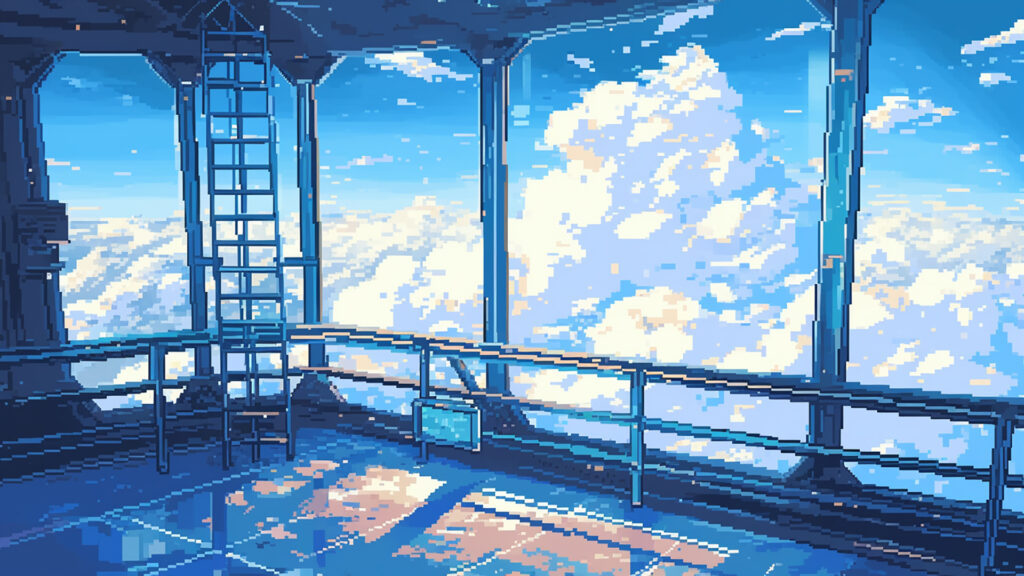 飛行船の展望デッキ｜ドット絵風