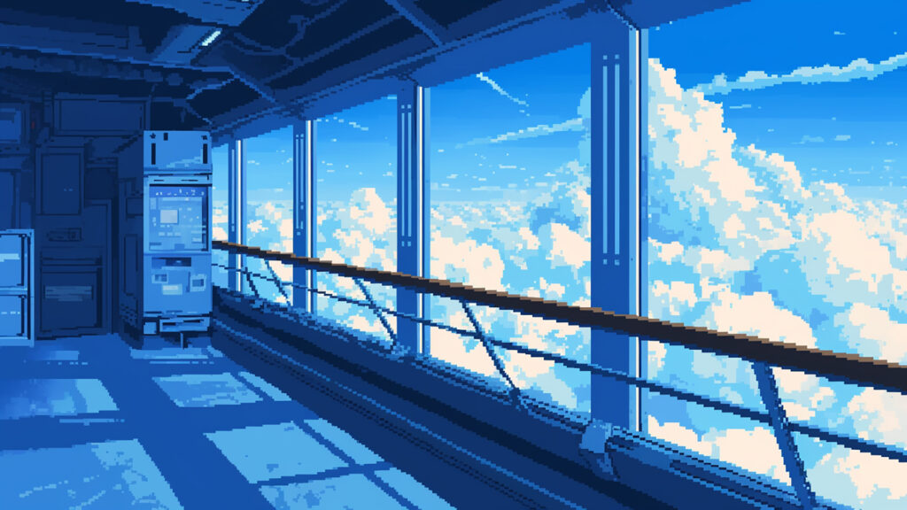 飛行船の展望デッキ｜ドット絵風