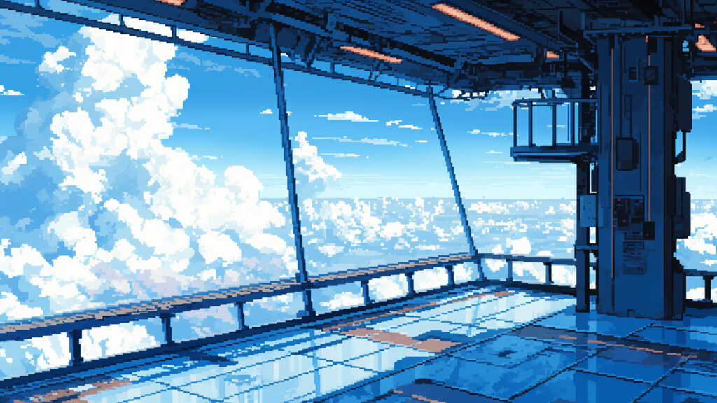 飛行船の展望デッキ｜ドット絵風