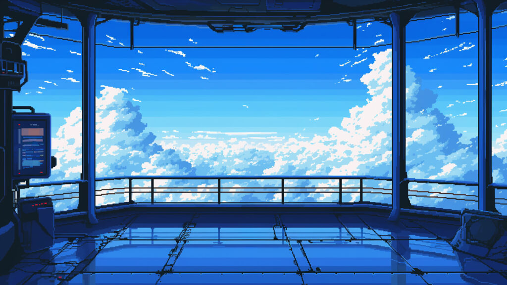 飛行船の展望デッキ｜ドット絵風